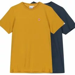 Hanon Flame Badge Tee Double Pack "Petrol Navy/Dark Mustard"